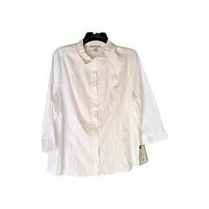 NWT DANA BUCHMAN Women's L/S White STRETCH Shirt Sz XL